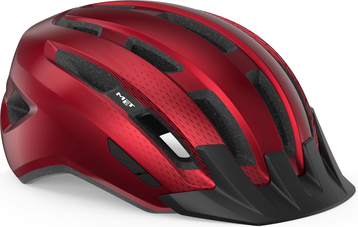 Mit Downtown Fahrradhelm Herren Damen – Fahrradhelm Rennrad Erwachsene – E-Bike – Trekking – Größe M L (58-61 cm) – Rot glänzend (Rot)