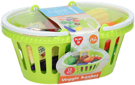Playgo Spielzeug-Gemüsekorb – 13-teiliges Kunststoff-Spielset Gemüse.