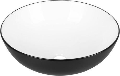 Differnz Duo-Waschtisch aus Keramik, Durchmesser 39,5 x 13,5 cm, Schwarz und Weiß