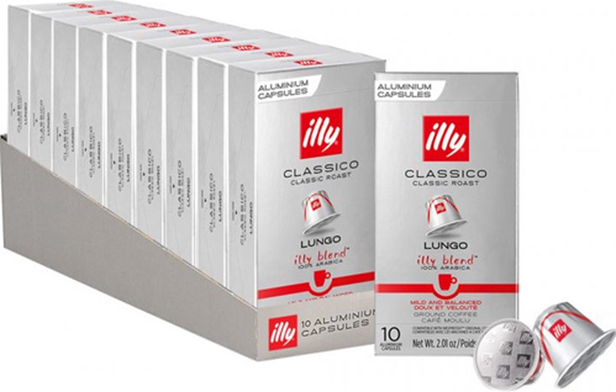 Illy Lungo Classico Kaffeetassen – Intensität 5 9 – 10 x 10 Kapseln