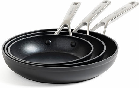 Kitchenaid 3-teiliges Bratpfannenset aus geschmiedetem, gehärtetem Aluminium, 20 cm – 24 cm – 28 cm