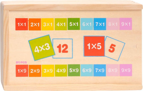 Topbright Mathe-Domino-Multiplikations-Lernspielzeug aus Holz, 81-teilig.