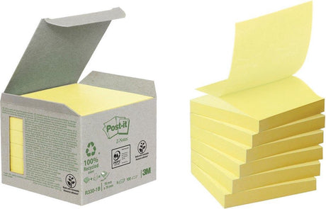 Post-it® Z-Notizen, recycelt, Miniturm, gelb, 76 x 76 mm, 6 Blöcke, nicht x-verpackt, 100-Blätter-Block