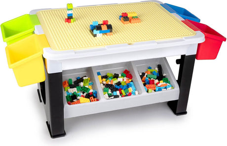 Eddy Toys 300-teiliges Spielzeugset – Spieltisch: 48 x 35 x 31 cm – 291 Bausteine – Stauraum – Kunststoff