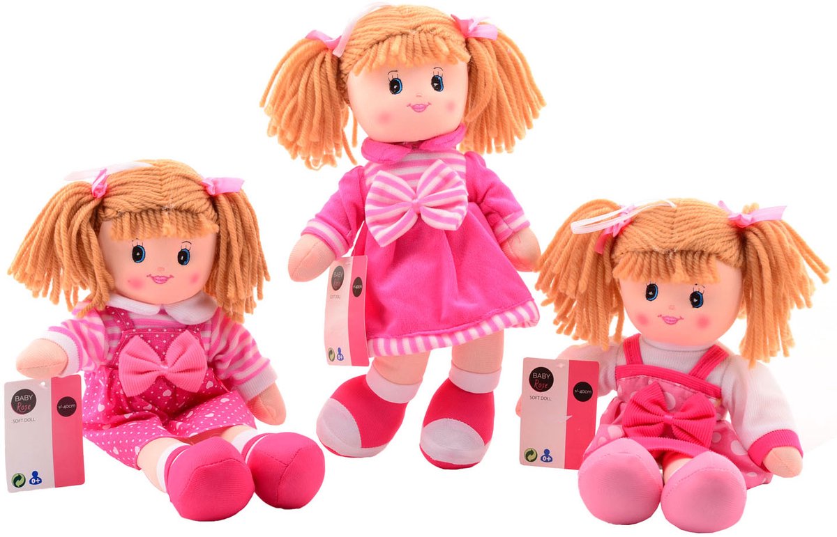 Johntoy Kuschelpuppe Baby Rose 40cm Mädchen – Kuschelpuppenspielzeug.