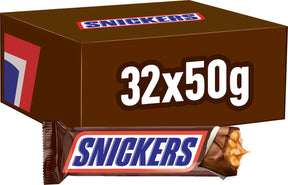 Snickers singles - chocolade repen - pinda karamel - 32x50g uitdeeldoos