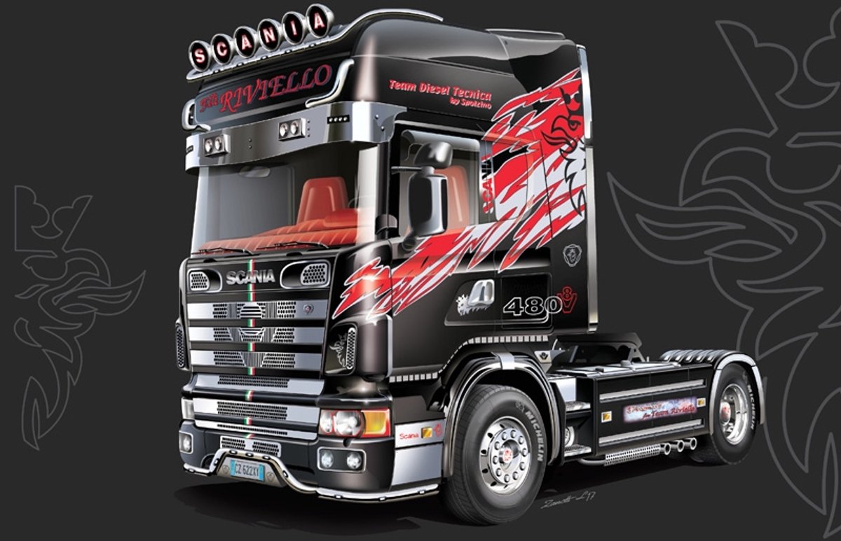 Italeri modelbouwpakket vrachtwagens - 3922 scania 164l topclass plastic - 1:24 - modelbouw