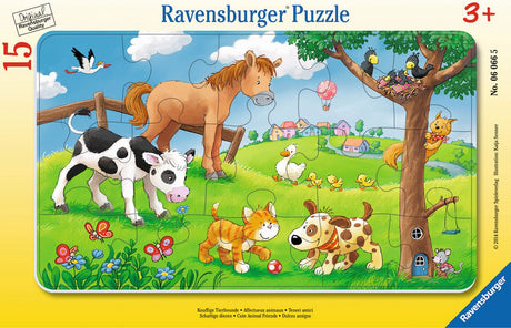 Ravensburger puzzel knuffige dierenvrienden 15 stukjes - kinderpuzzel.