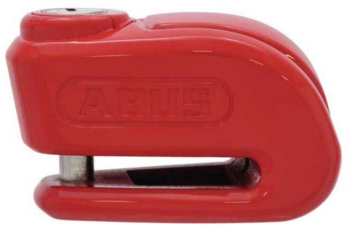 Abus Motorradschloss – Rollerschloss Scheibenbremsschloss mit Alarm – 370 Auslösealarm 2.0 – Sicherheitsstufe 9 – Rot – geeignet für Motorräder – Motorroller
