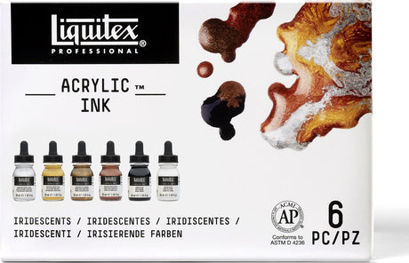 Liquitex 3699315 professionelles Acryl-Tintenset – schillerndes Metallic-Set – 6×30 ml