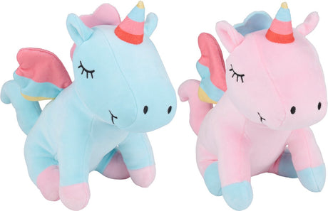 Sans Marque Eddy Toys Plüsch-Einhorn-Kuscheltier – Einhorn-Kuscheltier mit Flügeln – Plüsch-Kuscheltier – Kuscheliges Einhorn, verschiedene Farben – 15 x 25 x 24 cm – 1 zufällige Farbe