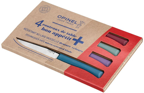 Opinel Nr. 125 Bon Appétit+ Glam Tischmesserset – 4-teilig – mehrfarbig – Mikroverzahnung – Edelstahl – Steakmesser
