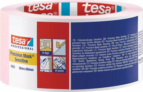 Tesa Precision Sensitive 04333-00021-02 Abdeckband Präzisionskrepp hellrosa (L x B) 50 m x 50 mm 1 Stück