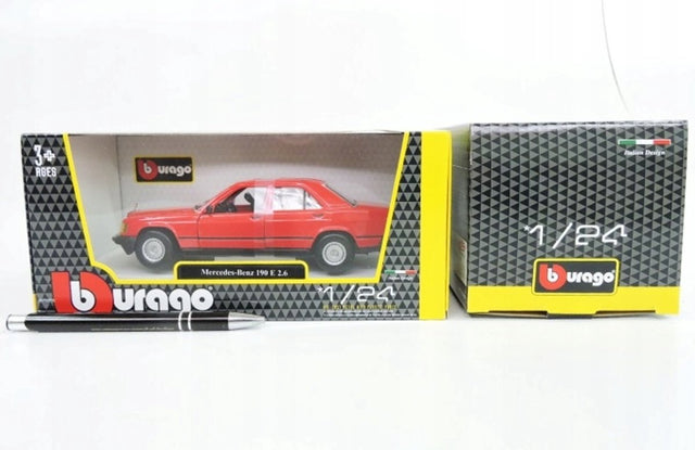 Bburago 1:24 mercedes-benz 190e rood metal modelauto
