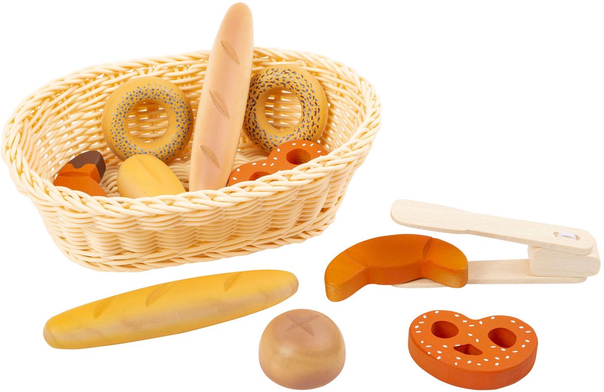 Small Foot - Brotkorb aus Kunststoff mit Spielbrot, 12 Stück.