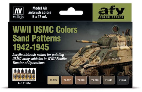 Vallejo Hobby Paint Acrylfarbe – 71624 Wwii USMC Farben Sandmuster 1942–1945 – Acryl-Set Farbset – 6 x 17 ml