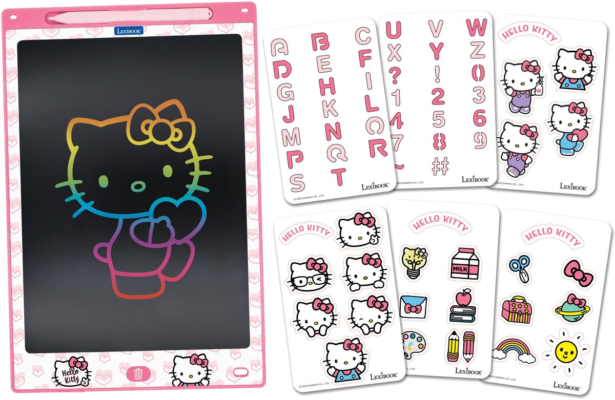 Lexibook Hello Kitty 11'' mehrfarbiges E-Ink-Lern- und Zeichentablett mit Vorlagen