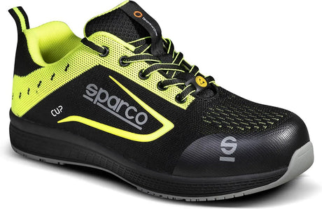 Sparco Cup Nurburg – leichter S1P-Sicherheitsschuh mit atmungsaktivem Jacquard und sportlichem Stil – Schwarz 40