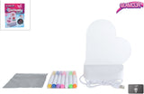 Glamour-Leuchttafel-Herz mit USB-Anschluss und 7 Markern, 16 cm