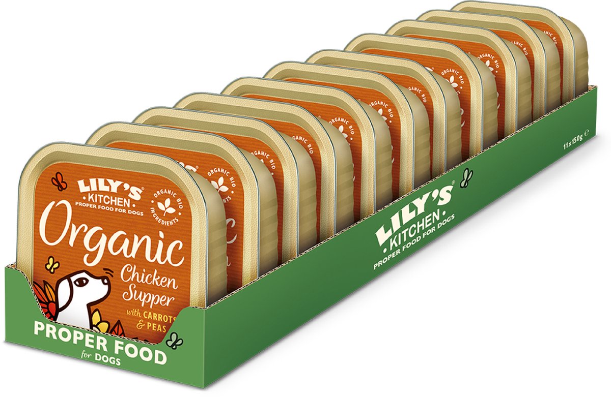 Lily's Kitchen Bio-Pastete – Nassfutter für Hunde – mit Huhn – 11 x 150 g – nl-bio-01