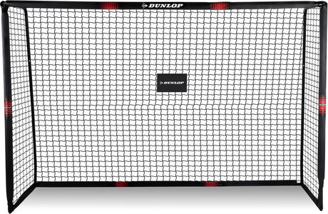 Dunlop Fußballtor – Fußballtor 300 x 200 x 120 cm – großes Fußballtor – Outdoor-Spielzeug für Kinder und Erwachsene – schnelle Montage – Fußball-Trainingstor – Metall – Schwarz Rot