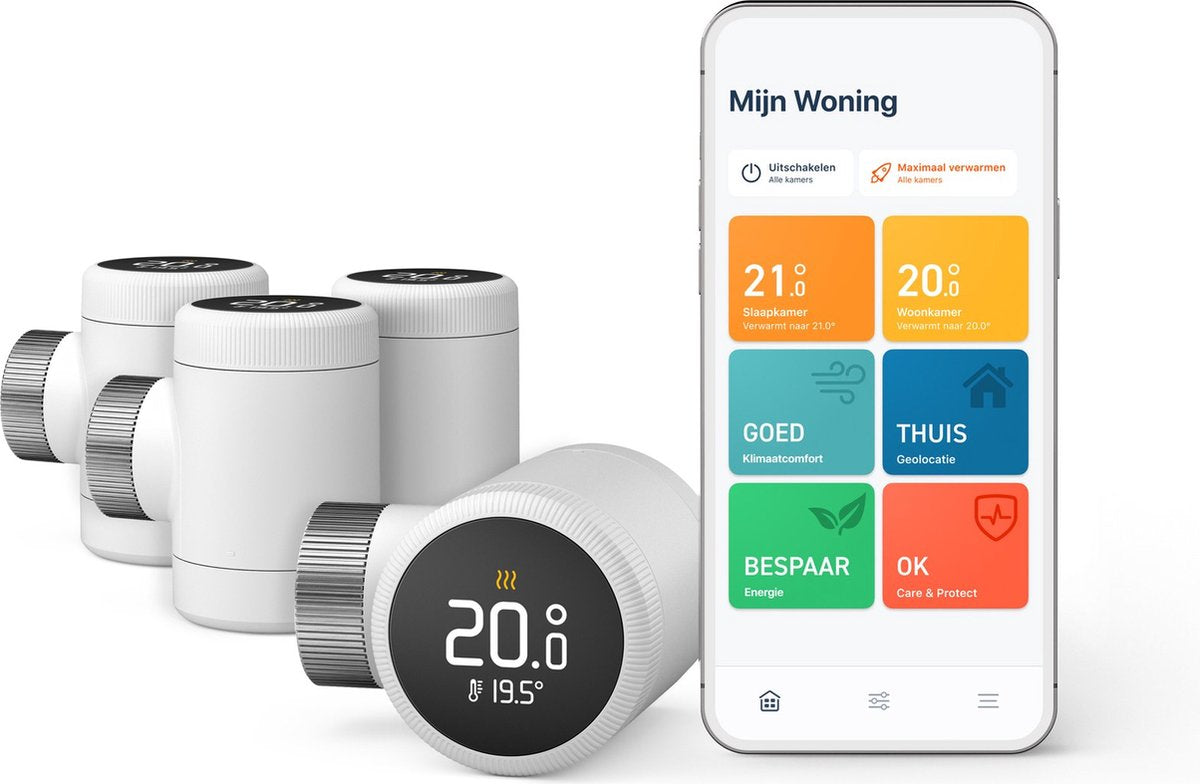 Tado° Smart Heizkörperknopf x – Erweiterungsset 4-teilig – Smarter Thermostatknopf – funktioniert mit Google Home, Alexa Apple Home Kit – kabellos