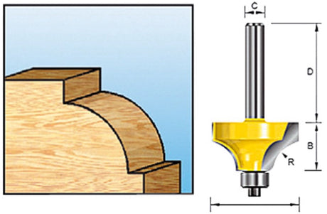 Makita D-11324 Fräser, Viertelrundfräser + Lager, 8 mm, 22,23 x 9,53 mm, R4,76