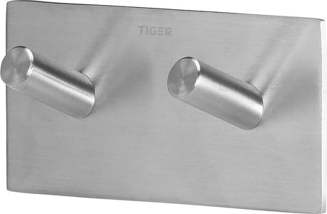 Tiger quadratisch - Handtuchhaken doppelt - ohne Bohren - Handtuchhaken - 3m Band - gebürsteter Edelstahl