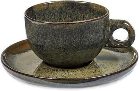 Surface by Sergio Herman Serax Cappuccino-Tassen mit Untertasse – Indi-Grau – 4 Stück
