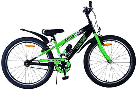 Volare Sportivo Kinderfahrrad - Jungen - 24 Zoll - Schwarz Grün - Zwei Handbremsen