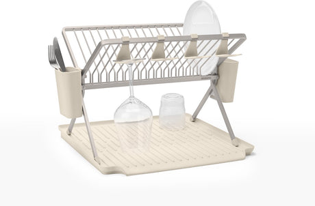 Brabantia Abtropfgestell für den Spültisch – faltbar – mit Besteckhalter – sanftes Beige