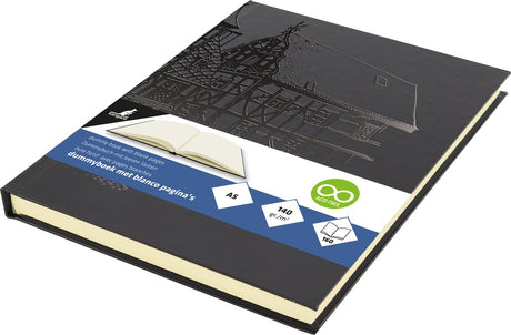 Kangaro-Dummy-Buch – A5 – schwarz mit Design – 160 leere Seiten – 140 Gramm – Hardcover – Notizbuch
