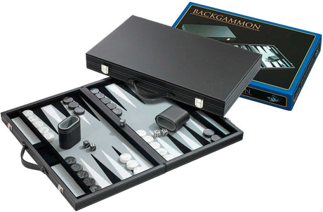 Philos Backgammon-Koffer mittelgrau