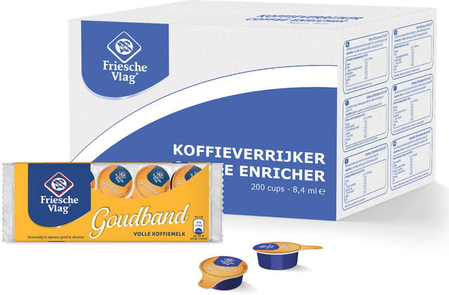 Goldband mit friesischer Flagge – Kaffeemilchbecher – 20 x 10 x 7 ml – Vorteilspackung