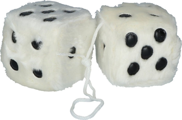 Carpoint Würfel weiß – Autodekoration – Plüsch – 6x6x6 cm – 40 cm Kordel – Innenzubehör