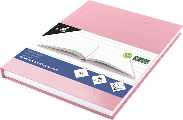 Kangaro schrift - a5 - lijn - 160 pagina's - 80 grams - harde kaft - pastel roze