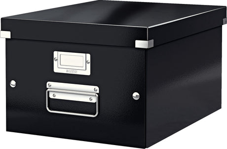 Leitz Wow Click Store mittelgroße Aufbewahrungsbox aus Karton – 85 % recycelter Karton – 28,1 x 37 cm (BxT) – für A4-Formate – ideal für das Büro und die Arbeit von zu Hause aus – Schwarz