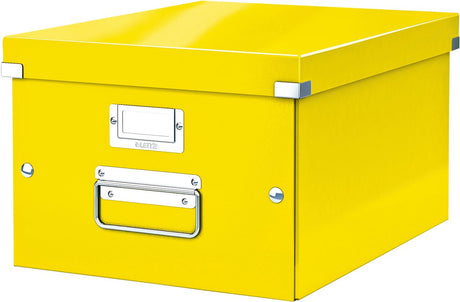 Leitz wow click store mittelgroße Aufbewahrungsbox – 85 % recycelter Karton – 28,1 x 37 cm (BxT) – für A4-Formate – ideal für das Büro und die Arbeit von zu Hause aus – gelb