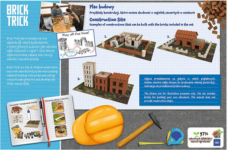 Brick Trick Bauset XL Baustelle – kreatives Spielzeug mit echten Steinen.