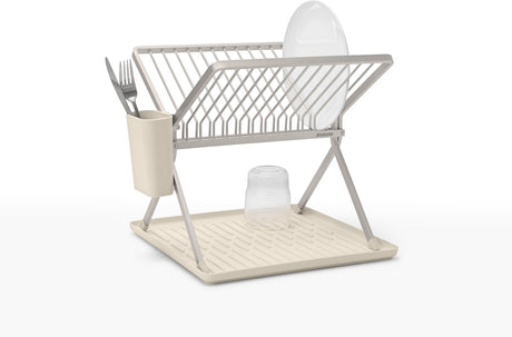 Brabantia Abtropfgestell für den Spültisch – faltbar – mit Besteckhalter – kompakt – sanftes Beige