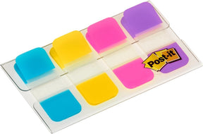Post-it® Index Strong, tragbares Set, Türkis, Gelb, Pink, Lila, 15,8 x 38,1 mm, 10 Farbtabs, 4 Farbspender