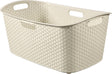 Curver my style – Wäschekorb – 47 l – Rattan-Optik – ergonomische Griffe – gebrochenes Weiß