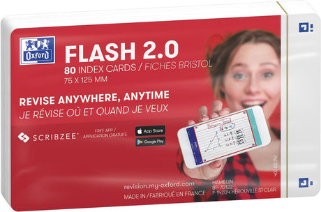 Oxford Flash 2.0 – Karteikarten – blanko – A7 – weiß – 80 Stück