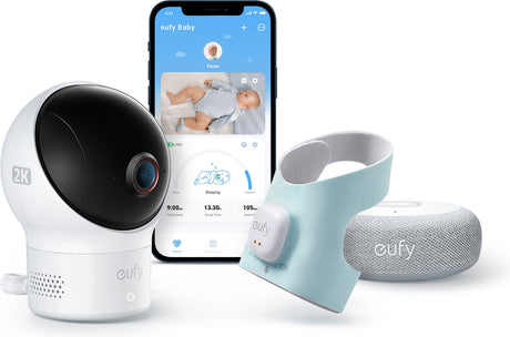 Eufy baby s340 - smart sock babyfoon - 2.4 ghz wi-fi - houd slaappatronen, dutjes, hartslag en bloedzuurstof bij - voor kinderen van 0 tot 18 maanden.
