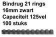 Gbc combbind 16mm schwarz d100x