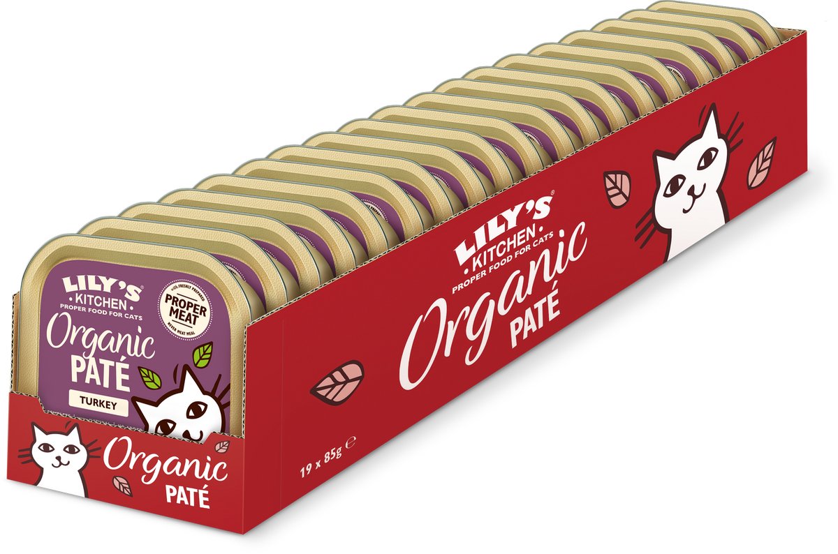 Lily's Kitchen – Katzenfutter – Nassfutter – Bio-Truthahnpastete – 19 x 85 g