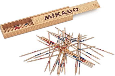 Cayro mikado in houten doos - klassiek behendigheidsspel met 26 bamboe stokjes - houten bewaardoos met schuifdeksel - 2-8 spelers - vanaf 6 jaar - collection