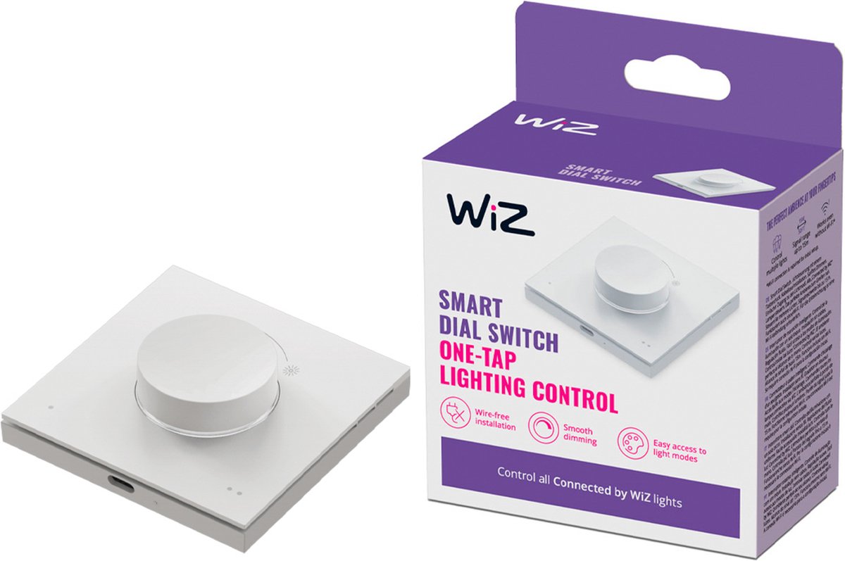 Wiz slimme draaischakelaar - oplaadbaar - draagbaar - usb-c - klikbare magneet - makkelijke installatie
