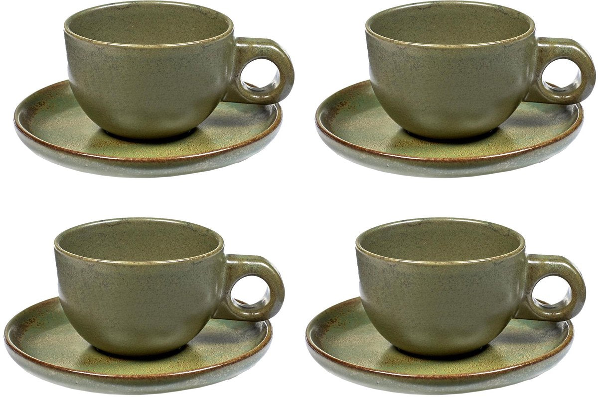 Serax - Sergio Herman Surface - Kaffeetasse + Untertasse - Camo Green - 13 ø - 4 Stück