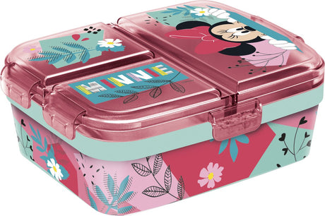 Stor Disney's Minnie Mouse Kinder-Lunchbox – Lunchbox mit 4 Fächern für Kinder ab 4 Jahren – spülmaschinenfest, BPA-frei – rosa türkis